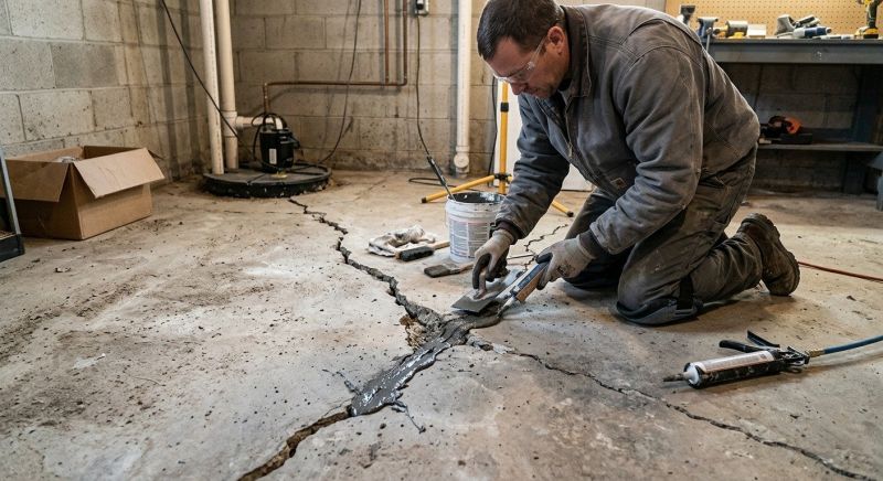 Cracked Basement Floor Repair in Severna Park, MD